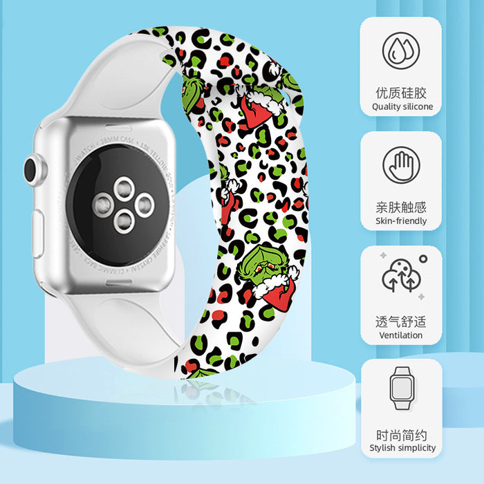 Wholesale Cartoon Christmas Silicone Strap Suitable for Apple Watch Strap JDC-WD-NuoQi004