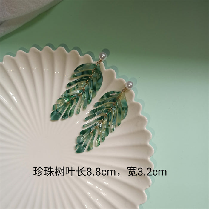 Jewelry WholesaleWholesale acrylic pearl leaf earrings JDC-ES-FX005 Earrings 繁瑆 %variant_option1% %variant_option2% %variant_option3%  Factory Price JoyasDeChina Joyas De China