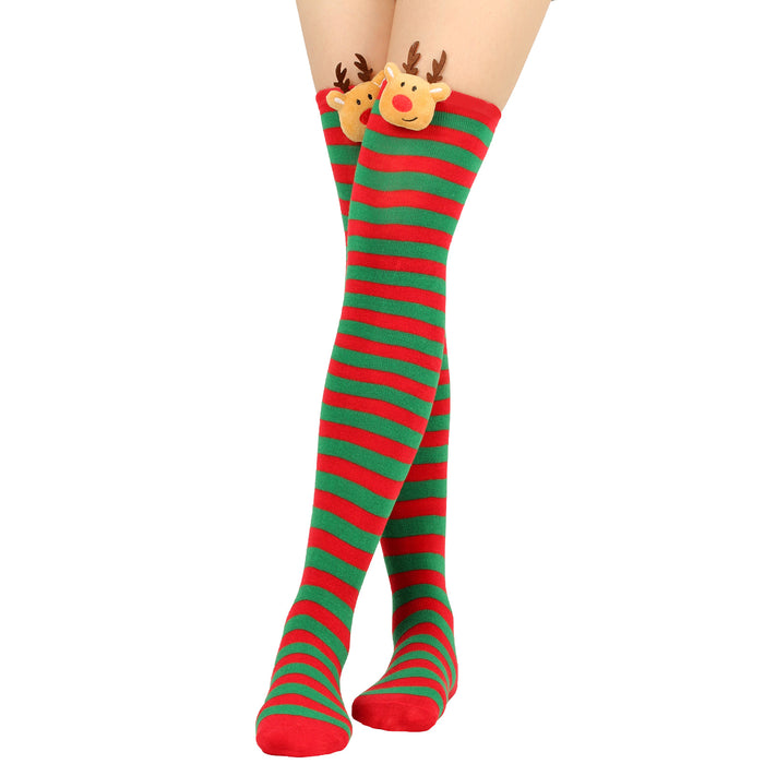 Wholesale Socks Polyester Christmas Elk Lengthen Over Knee Sock MOQ≥2 JDC-SK-XQ012