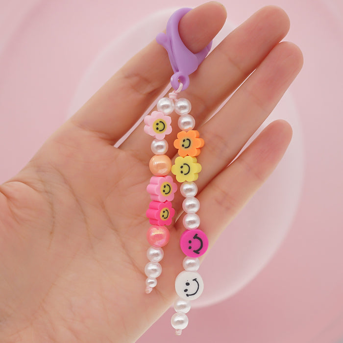 Jewelry WholesaleWholesale Boho Resin Acrylic Imitation Pearl Beaded Rainbow Smiley Keychain JDC-KC-Yuxz004 Keychains 煜星珠 %variant_option1% %variant_option2% %variant_option3%  Factory Price JoyasDeChina Joyas De China