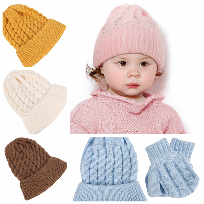 Wholesale Gloves Acrylic Winter Warm Kids Knitted Hat 2 Piece Set JDC-GS-GSJS002