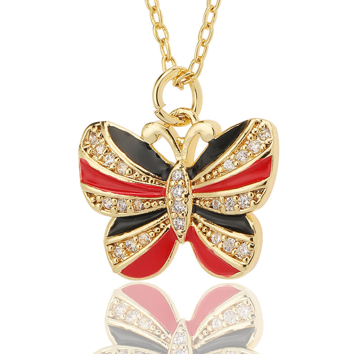 Wholesale Jewelry Drop Oil Painted Butterfly Pendant Necklace JDC-NE-HX022