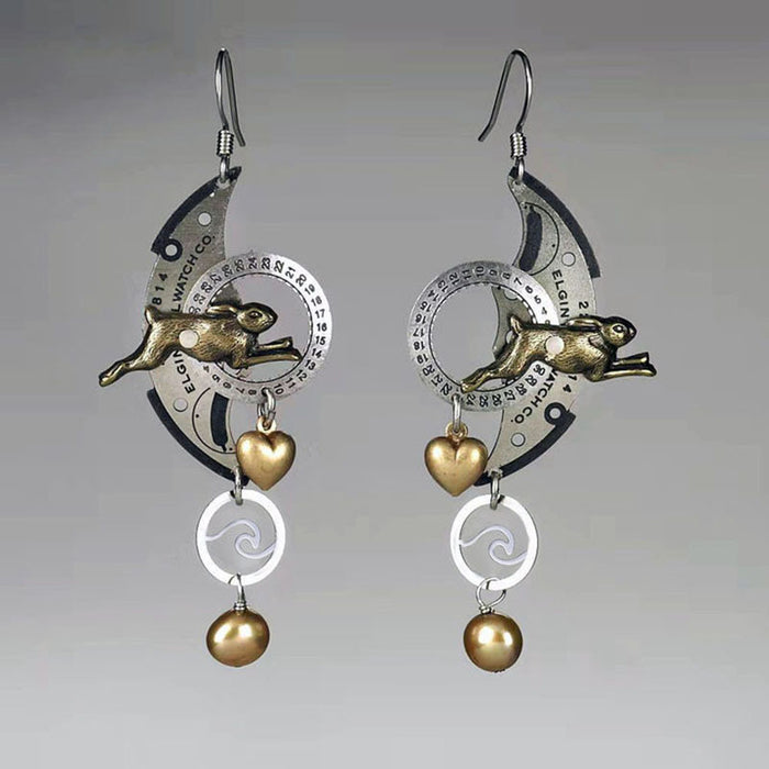 Wholesale Earrings Alloy Mechanical Punk Rabbit MOQ≥2 JDC-ES-ShuangJ001