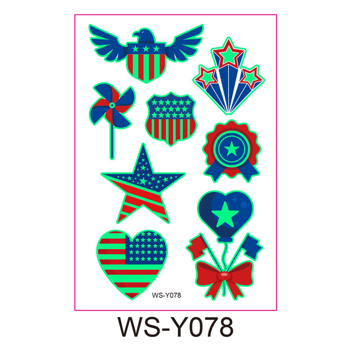 Wholesale 4th of July Luminous Independence Day Tattoo Stickers JDC-ST-XLM001