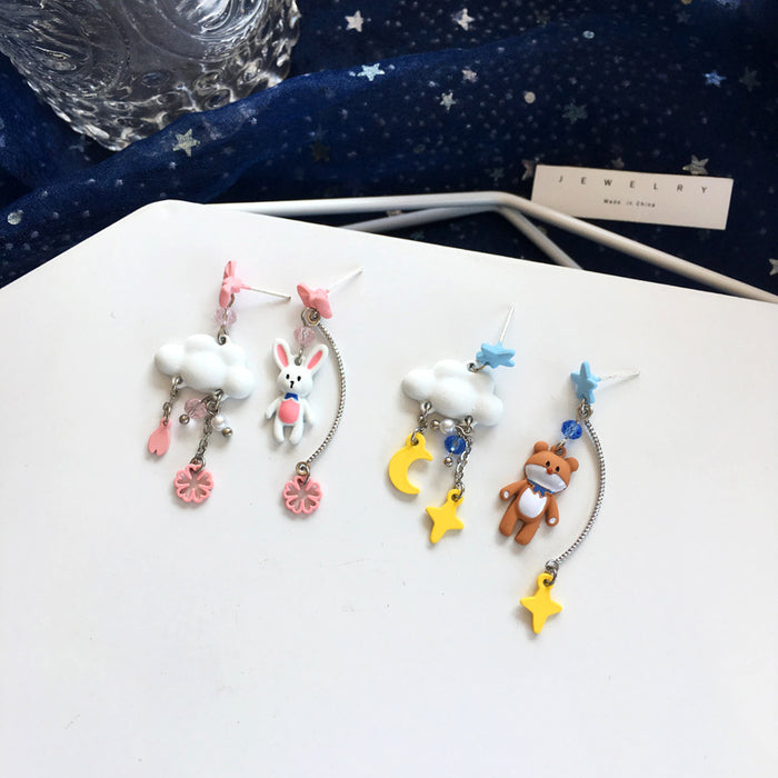 Wholesale Earrings Alloy Cute Clouds Asymmetric Earrings JDC-ES-BLD010