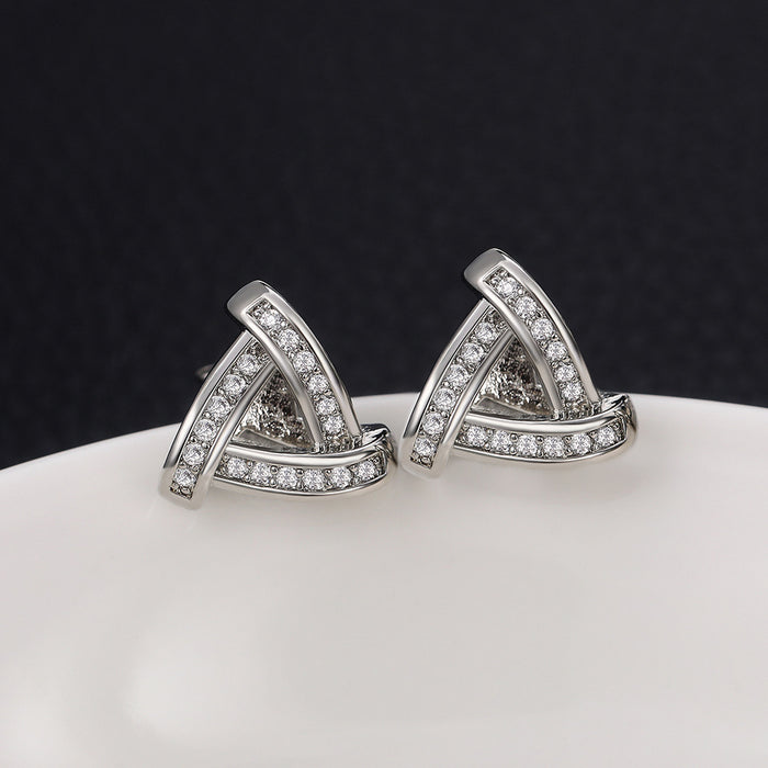 Wholesale Earrings Copper Zircon Triangle MOQ≥2 JDC-PREMCAOS-ES-019