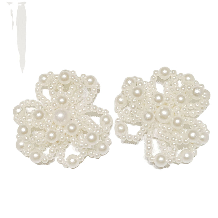 Jewelry WholesaleWholesale S925 silver three-dimensional Pearl Flower elegant Earrings JDC-ES-MiH005 Earrings 米穗 %variant_option1% %variant_option2% %variant_option3%  Factory Price JoyasDeChina Joyas De China