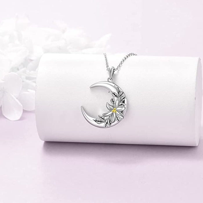 Jewelry WholesaleWholesale jewelry design sense fashion moon lily flower pendant necklace MOQ≥2 JDC-NE-zhuyue004 Necklaces 逐越 %variant_option1% %variant_option2% %variant_option3%  Factory Price JoyasDeChina Joyas De China