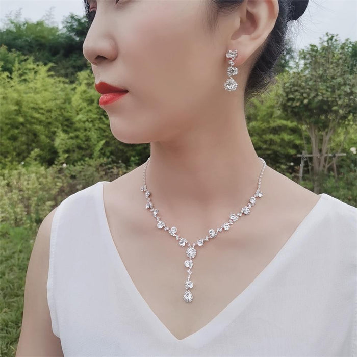 Jewelry WholesaleWholesale Dinner Party Sparkling Encrusted Full Diamonds Women's Wedding Necklace Set JDC-NE-Yaqian002 Necklaces 雅茜 %variant_option1% %variant_option2% %variant_option3%  Factory Price JoyasDeChina Joyas De China