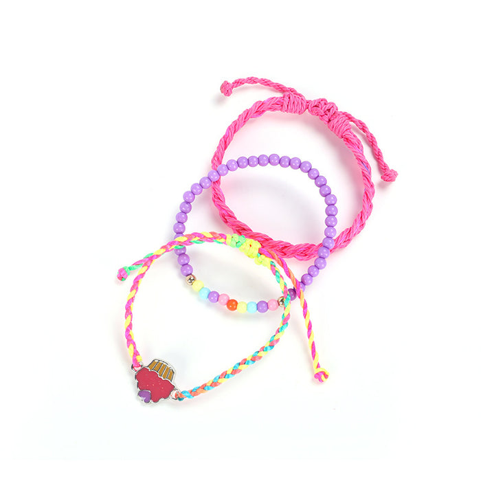 Wholesale Alloy Pendant Braided Bracelet Three Piece Beaded Set JDC-BT-ZengZ023