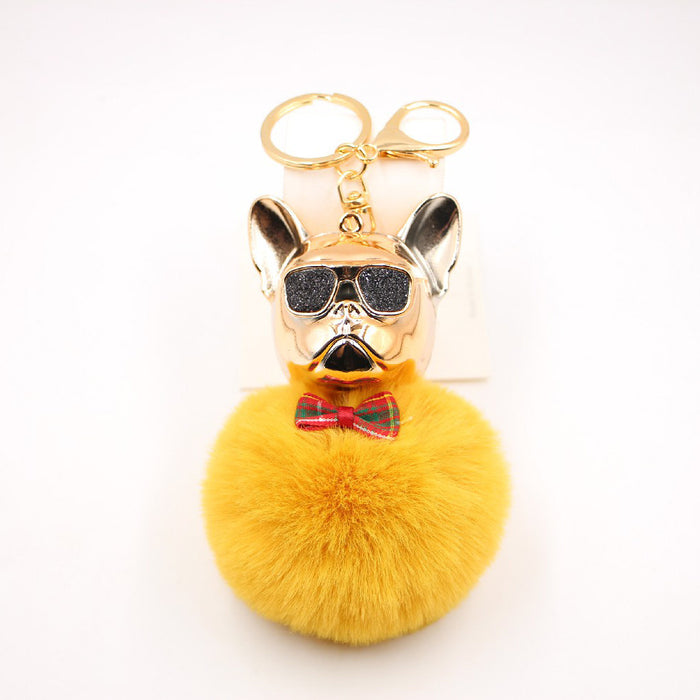 Jewelry WholesaleWholesale French Bulldog Alloy Faux Hair PVC Hairball Pom Pom  Keychain JDC-KC-Zuge017 Keychains 祖格 %variant_option1% %variant_option2% %variant_option3%  Factory Price JoyasDeChina Joyas De China