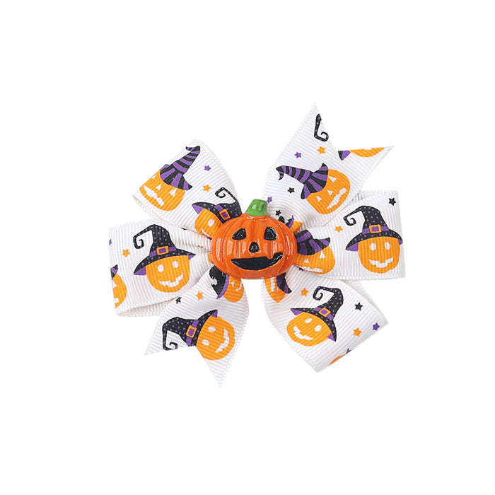 Wholesale Children's Hair Clip Halloween Bat Bow Pumpkin Head JDC-HC-qiun007