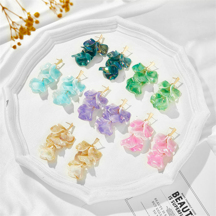 Wholesale Acrylic Exaggerated Petal Leaf Earrings MOQ≥2 JDC-ES-jufa005