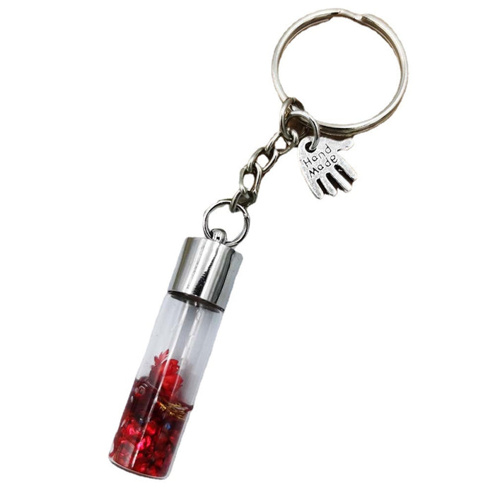 Jewelry WholesaleWholesale dried flower glass bottle pendant keychain MOQ≥2 JDC-KC-QiShi015 Keychains 奇释 %variant_option1% %variant_option2% %variant_option3%  Factory Price JoyasDeChina Joyas De China