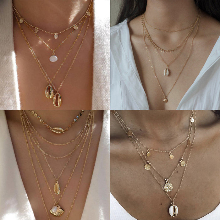 Jewelry WholesaleWholesale ethnic style alloy shell multilayer Necklaces JDC-NE-C238 necklaces 陌茗 %variant_option1% %variant_option2% %variant_option3%  Factory Price JoyasDeChina Joyas De China