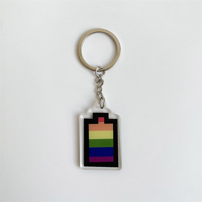 Wholesale LGBT Rainbow Acrylic Keychain Bag Bag Pendant Double Sided Pendant JDC-KC-HeRun001