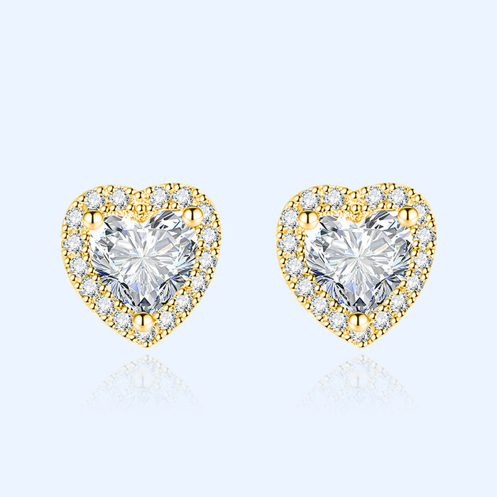 Jewelry WholesaleWholesale inlaid with diamond heart plated silver stud earrings JDC-ES-BZ002 Earrings 标志 %variant_option1% %variant_option2% %variant_option3%  Factory Price JoyasDeChina Joyas De China