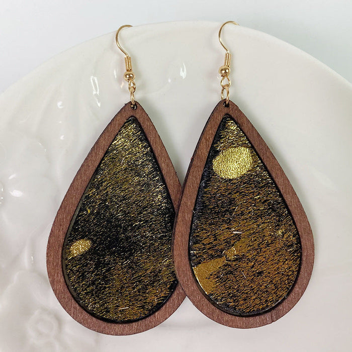 Wholesale Leopard Print Horsehair Leather Earrings Bohemian Cow Print 2pcs JDC-ES-heyi007