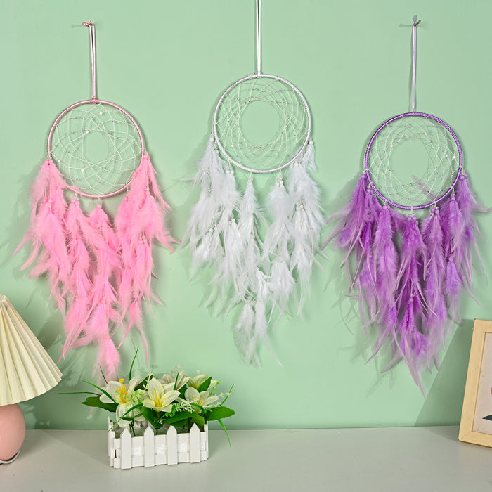 Wholesale fairy feather dream catcher diy handmade ornaments MOQ≥2 JDC-DC-JunX014