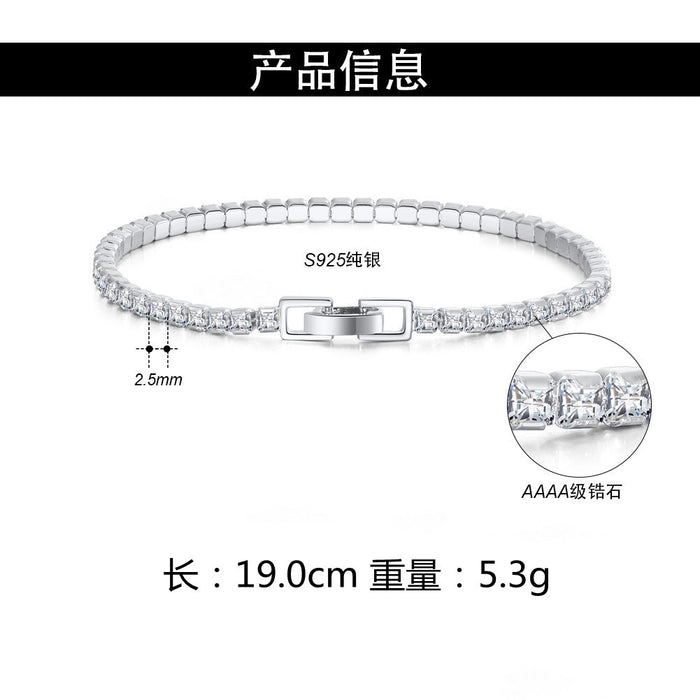 Jewelry WholesaleWholesale S925 Sterling Silver Bracelet inlaid square tennis chain JDC-BT-ShangD004 Bracelet 尚达 %variant_option1% %variant_option2% %variant_option3%  Factory Price JoyasDeChina Joyas De China