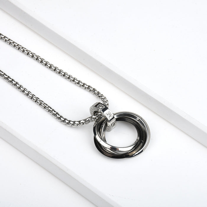 Jewelry WholesaleWholesale silver three-ring titanium steel necklace JDC-NE-ShengF011 Necklaces 胜丰 %variant_option1% %variant_option2% %variant_option3%  Factory Price JoyasDeChina Joyas De China