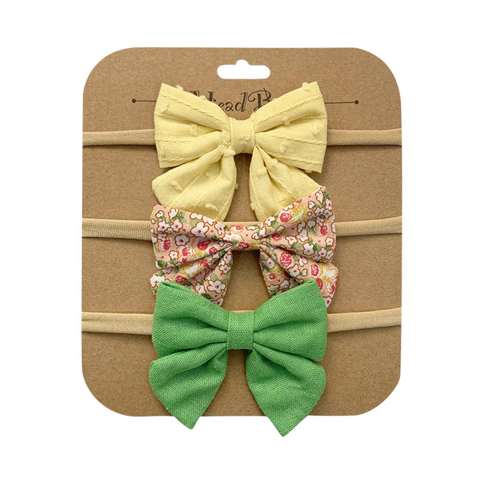 Wholesale Headband Cotton Linen Baby Soft Elastic Bow MOQ≥10 JDC-HD-AMSR004