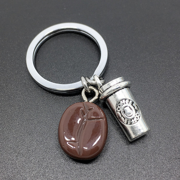 Wholesale Metal Coffee Cup Resin Coffee Bean Keychain MOQ≥2 JDC-KC-GSCT005