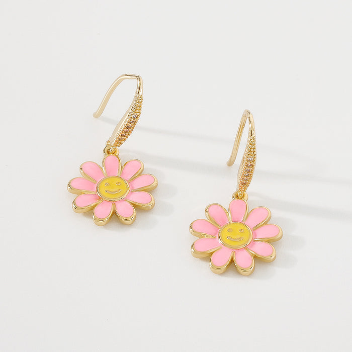 Wholesale Small Daisy Earrings Personality Sweet Micro Inlay JDC-ES-Qiandi003