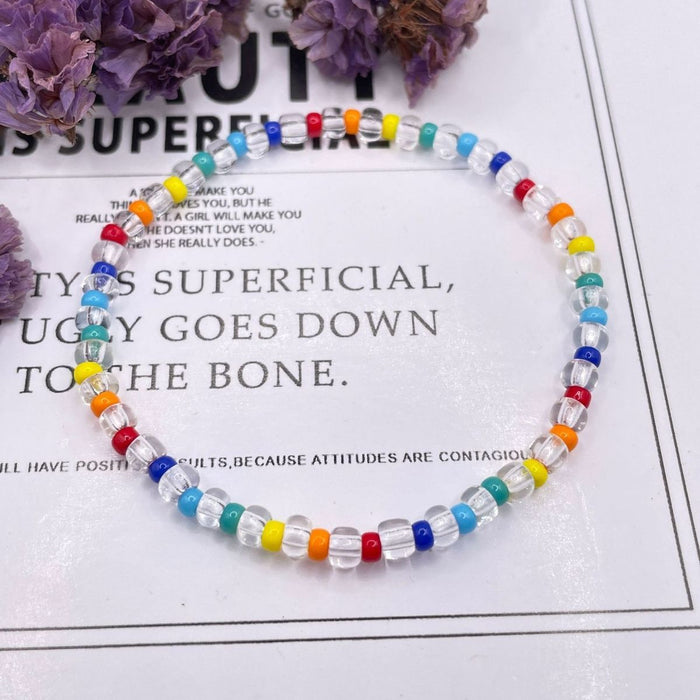 Wholesale Boho Rainbow Glass Rice Bead Bracelet JDC-BT-KuangD005