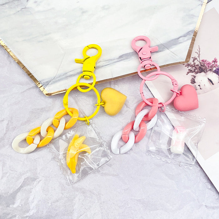 Wholesale Color Heart Shaped Soft Pottery Keychain JDC-KC-QiaM009