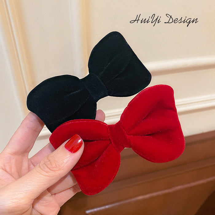 Wholesale Bow Tiara Solid Color Velvet Hair Clip JDC-HC-HuiY002