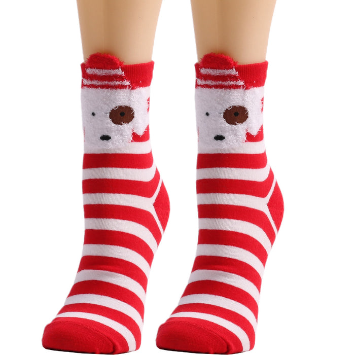 Wholesale Socks Polyester Stretch Silk Christmas Elk Stockings MOQ≥3 JDC-SK-XQ010