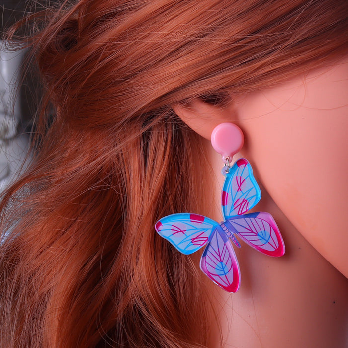 Wholesale Big Butterfly Simple Fashion Embossed Print Earrings MOQ≥2 JDC-ES-DUAI007