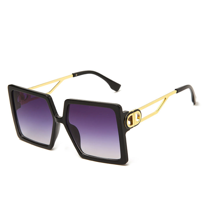 Wholesale Square Big Frame Metal Brand Sunglasses （F) JDC-SG-HNB006