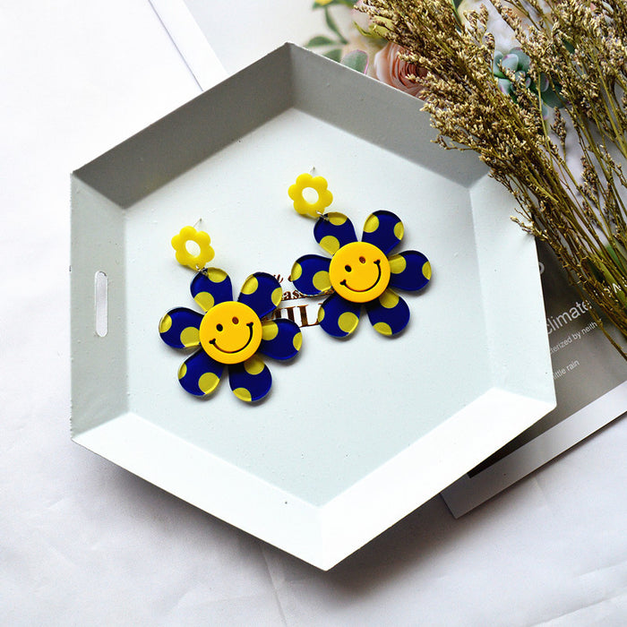 Jewelry WholesaleWholesale Acrylic Colorful Flower Smiley Earrings JDC-ES-XNuo006 Earrings 协诺 %variant_option1% %variant_option2% %variant_option3%  Factory Price JoyasDeChina Joyas De China