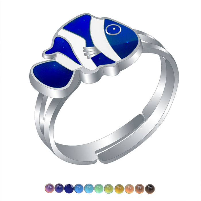 Wholesale Zinc Alloy Enamel Cartoon Turtle Animal Thermochromic Ring JDC-RS-LanA002