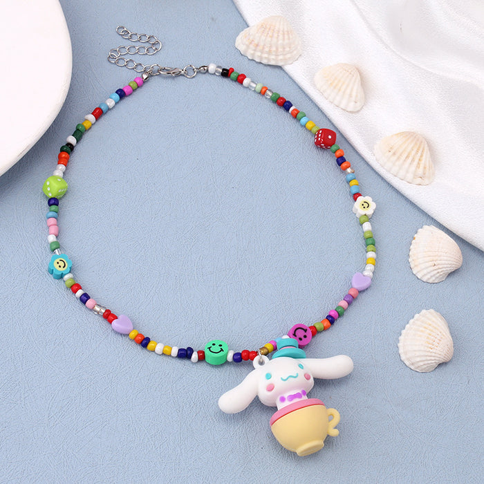 Wholesale Design Sense Cartoon Monster Little Pink Rabbit Pendant Necklace JDC-NE-WenB002