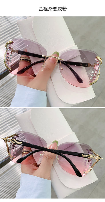 Wholesale rimless cut edge women UV protection diamond sunglasses JDC-SG-ZhanH005