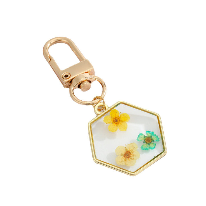 Jewelry WholesaleWholesale Daisy Resin Dried Flowers Keychain MOQ≥3 JDC-KC-Juej002 Keychains 觉际 %variant_option1% %variant_option2% %variant_option3%  Factory Price JoyasDeChina Joyas De China