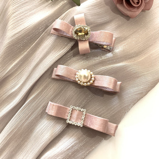 Jewelry WholesaleWholesale Vintage Temperament Pearl Velvet Bow Hair Clip MOQ≥2 JDC-HC-Yisheng002 Hair Clips 依圣 %variant_option1% %variant_option2% %variant_option3%  Factory Price JoyasDeChina Joyas De China