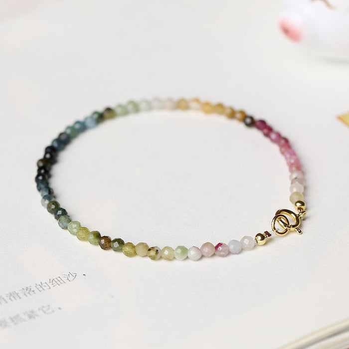 Wholesale Very Fine 2mm Rainbow Small Tourmaline Bracelet Gradient JDC-BT-NiHuang001