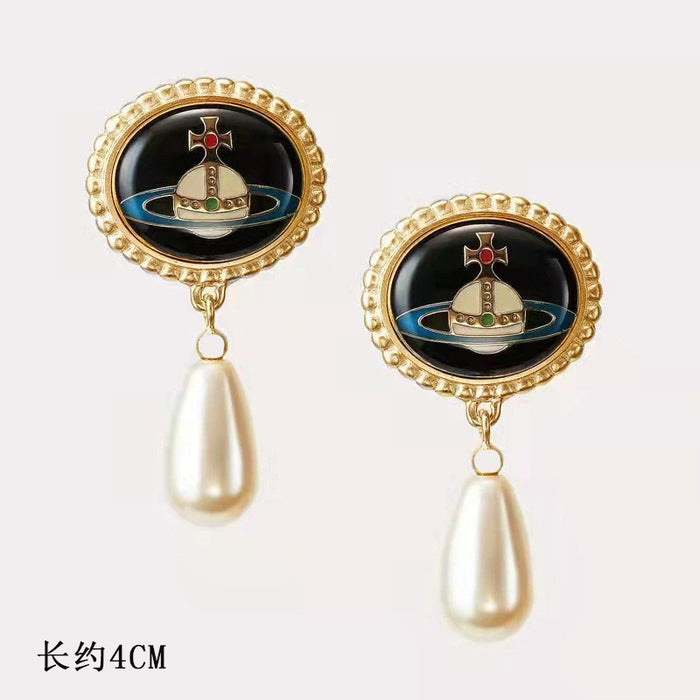 Jewelry WholesaleWholesale  Vivianne WESTWOOK  enamel pearl earrings JDC-ES-LuoE004 Earrings 珞儿 %variant_option1% %variant_option2% %variant_option3%  Factory Price JoyasDeChina Joyas De China