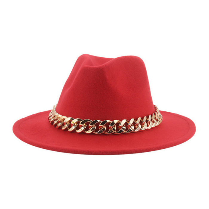 Jewelry WholesaleWholesale Gold Necklace Felt Hat Flat Brim Big Brim Jazz Wool Top Hat JDC-FH-Guanchuan001 Fashionhat 冠川 %variant_option1% %variant_option2% %variant_option3%  Factory Price JoyasDeChina Joyas De China