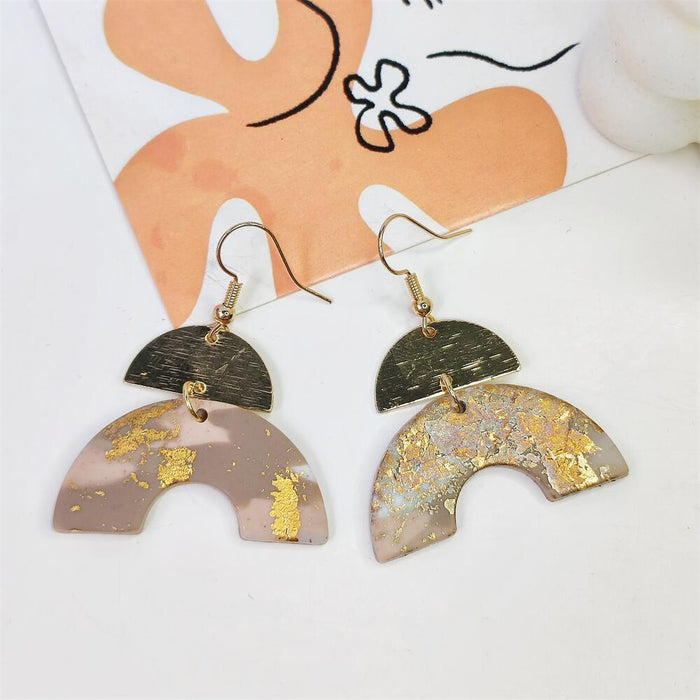 Jewelry WholesaleWholesale Gold 18K Gold Vintage Bohemian Wind Soft Ceramic Geometric Arch Round Earrings JDC-ES-FX016 Earrings 繁瑆 %variant_option1% %variant_option2% %variant_option3%  Factory Price JoyasDeChina Joyas De China