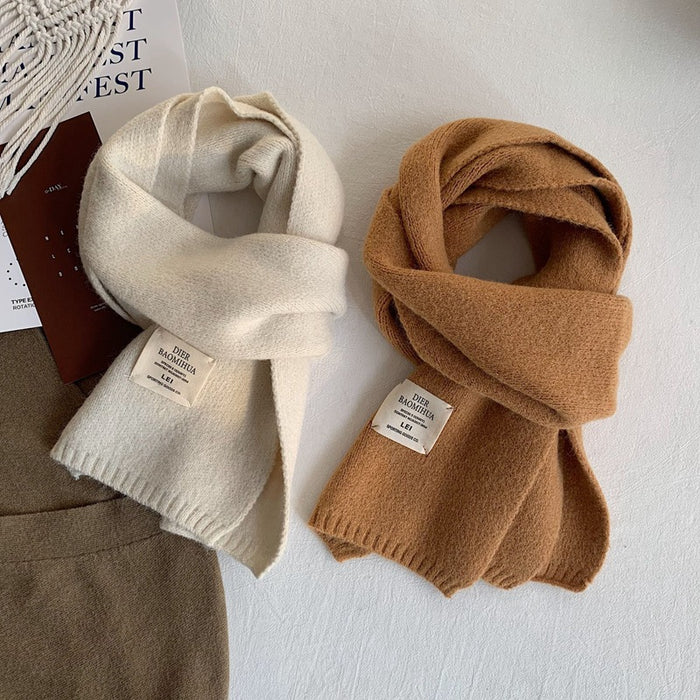 Wholesale Scarf Acrylic Cotton Winter Thickening Warm Knit Solid Color JDC-SF-hengc008