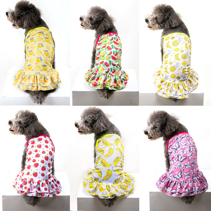 Wholesale Dog Clothes Print Suspender Skirt Bichon Teddy MOQ≥2 JDC-PC-JYa005