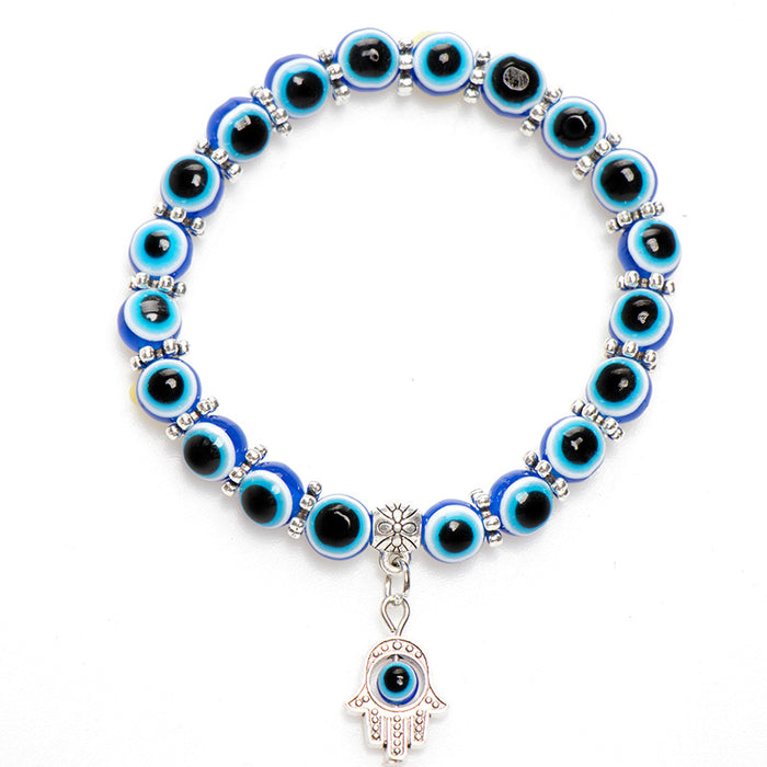 Wholesale Devil's Eye Glass Necklace Pendant Blue Eyes Glass Colorful Bracelet MOQ≥2 JDC-BT-HuoM006