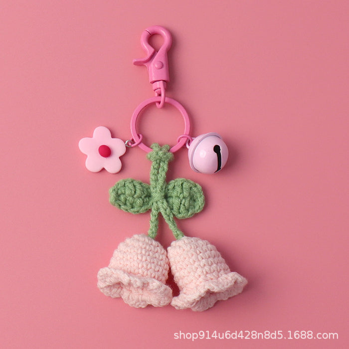 Wholesale bluebell wool knitted flower keychain JDC-KC-CYa007