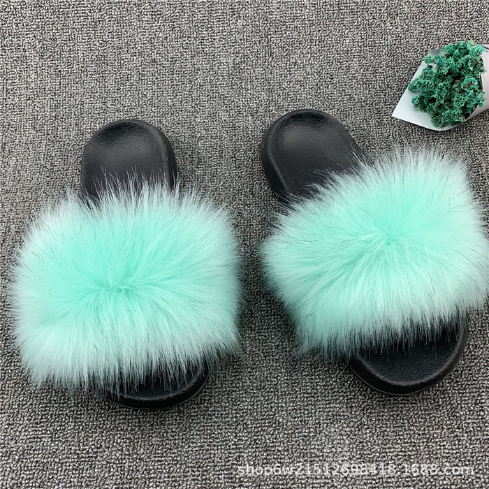 Wholesale imitation fox fur sandals outside wear beach plush sandals JDC-SP-XYu004