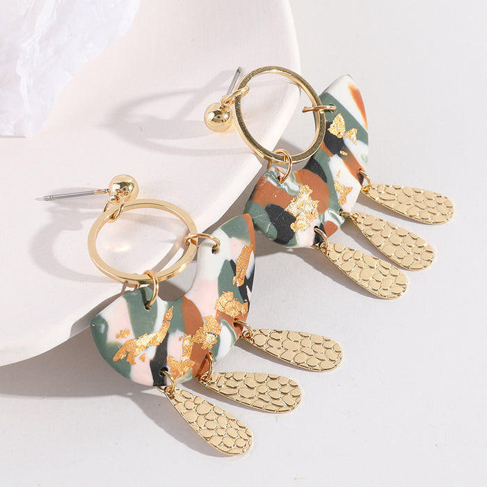 Wholesale Marble Pattern Scalloped Clay Earrings JDC-ES-zhongyi008